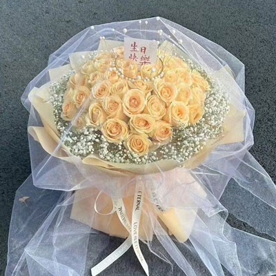 乐山52朵香槟玫瑰满天星，你就是我的全部