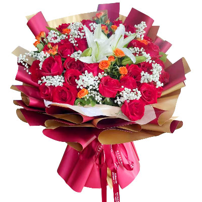 乐山33朵红玫瑰百合，爱如同花般绽放